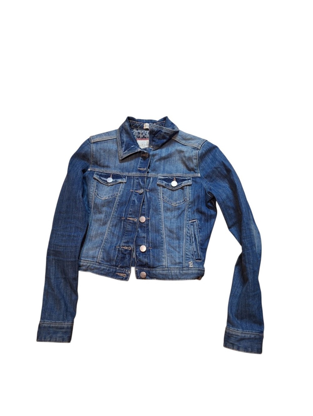 Blendy Collection BLEND Cropped Fitted Denim Jean Jacket ladies 38 RARE BRAND
